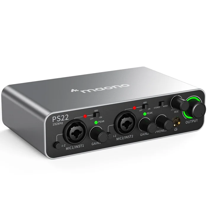 MAONO PS22 Kayıt, Müzik Prodüksiyonu ve Gitar için Ses Mikseri(Gri) - Görsel 10