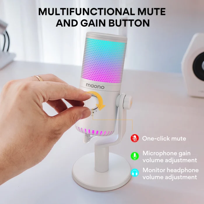 MAONO DM30RGB USB Oyun Mikrofonu (Beyaz) - Görsel 8