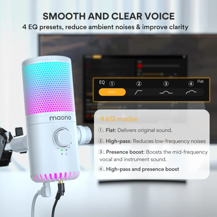 MAONO DM30RGB USB Oyun Mikrofonu (Beyaz) - Görsel 10