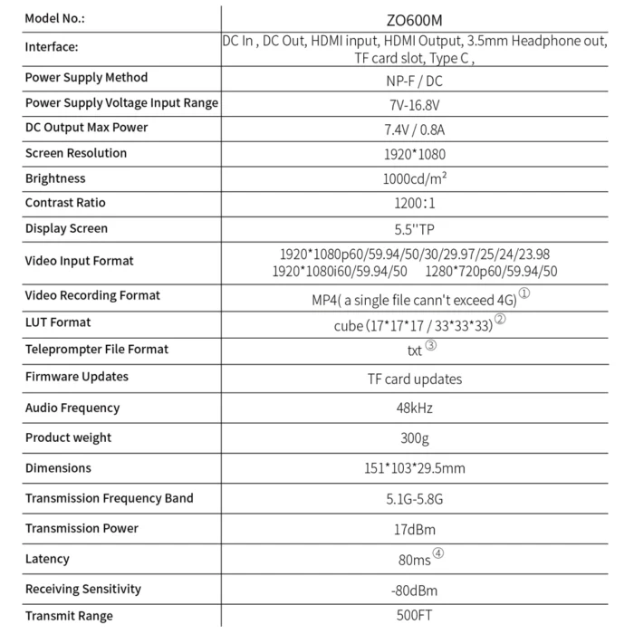 SHIMBOL ZO600M 5.5" 1080p60 Wireless HDMI Touchscreen Recorder/Monitor - Görsel 13