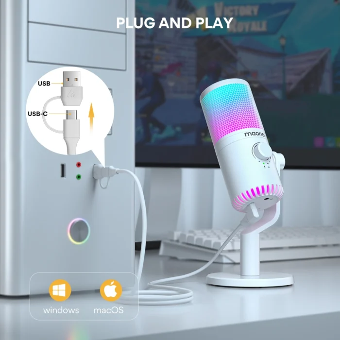 MAONO DM30RGB USB Oyun Mikrofonu (Beyaz) - Görsel 12