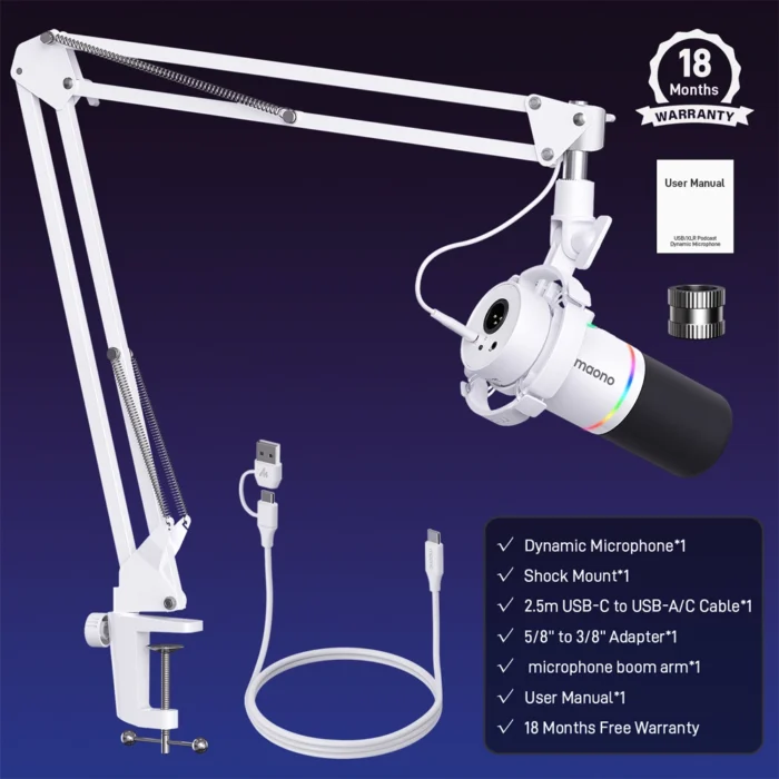 MAONO PD200X USB/XLR Dinamik Mikrofon (Beyaz) - Görsel 10
