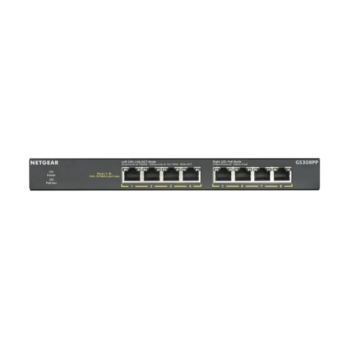 NETGEAR GS308PP - 8-Port Gigabit Ethernet Unmanaged Switch W/POE/POE+ - Görsel 2