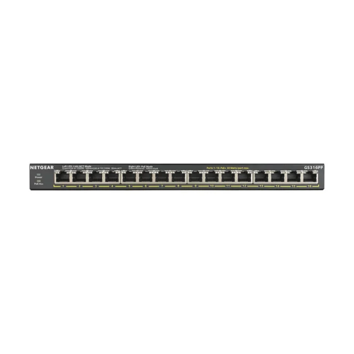 NETGEAR GS316PP - 16-Port Gigabit Ethernet Unmanaged Switch W/POE/POE+ - Görsel 2