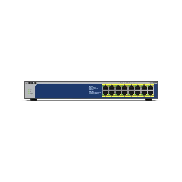 NETGEAR GS516PP - 16-Port Gigabit Ethernet Unmanaged Switch W/POE/POE+ - Görsel 3
